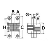Osculati Concealed hinge for doors and hatches AISI 304 38.527.03