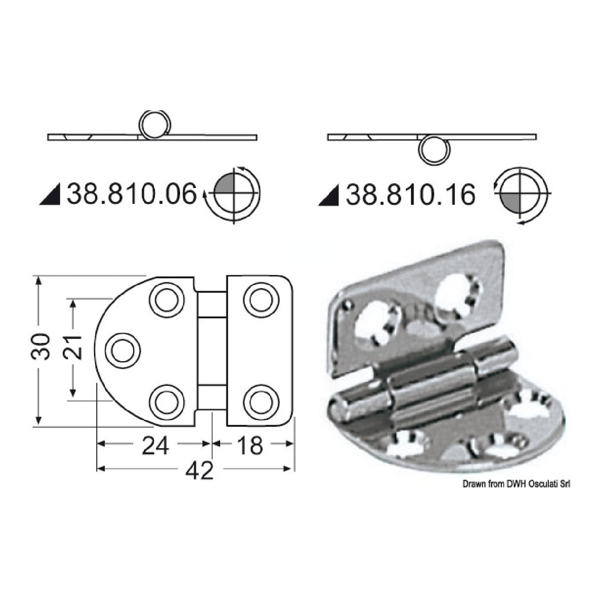 Osculati Cerniera inox 38.810.16 38.810.16