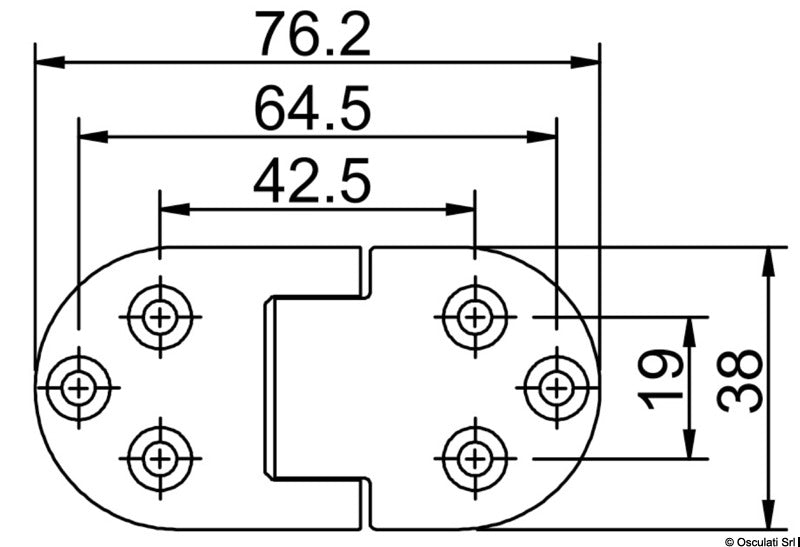 Osculati Selbsttragendes Scharnier 76x38 mm hervorstehender Knoten 38.832.01