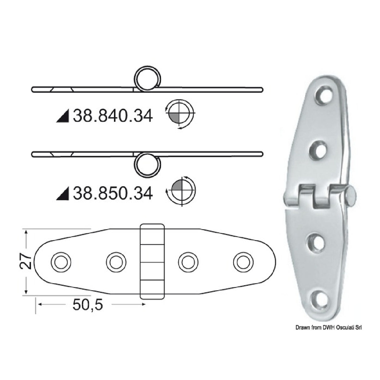 Osculati Cerniera inox 101x27 mm 38.840.34