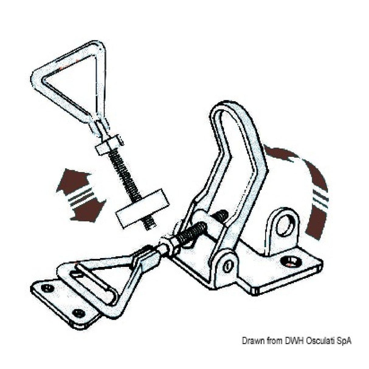 Cerradura de palanca regulable de acero inoxidable Osculati con portacandado 38.904.10