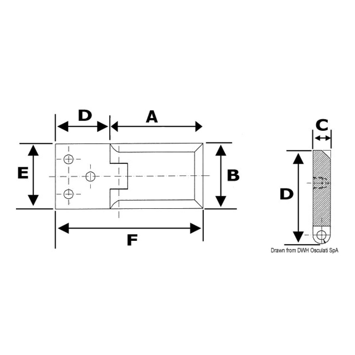 Osculati Scharnier für Pyramid 90 Luken 38.929.01
