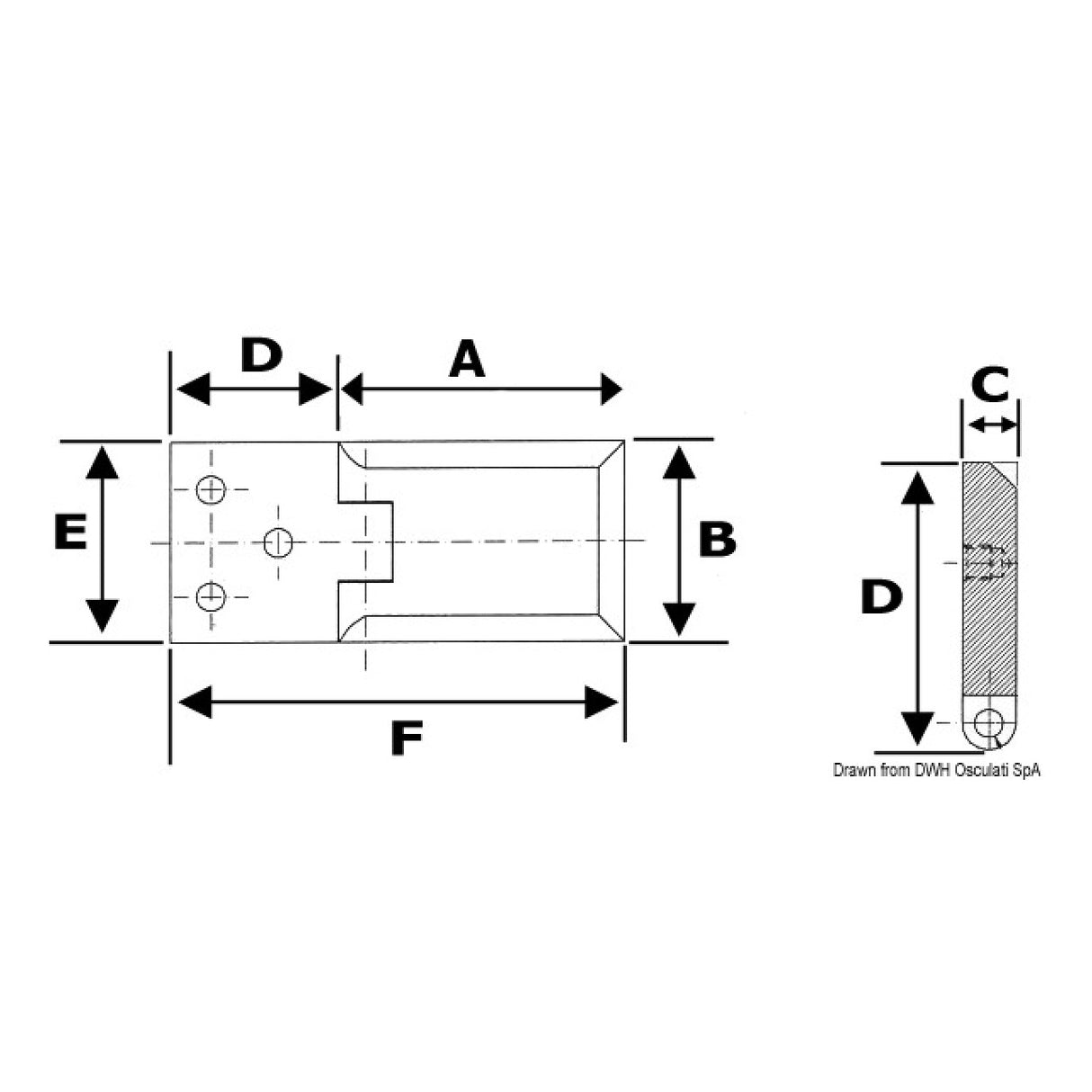 Osculati Scharnier für Pyramid 90 Luken 38.929.01