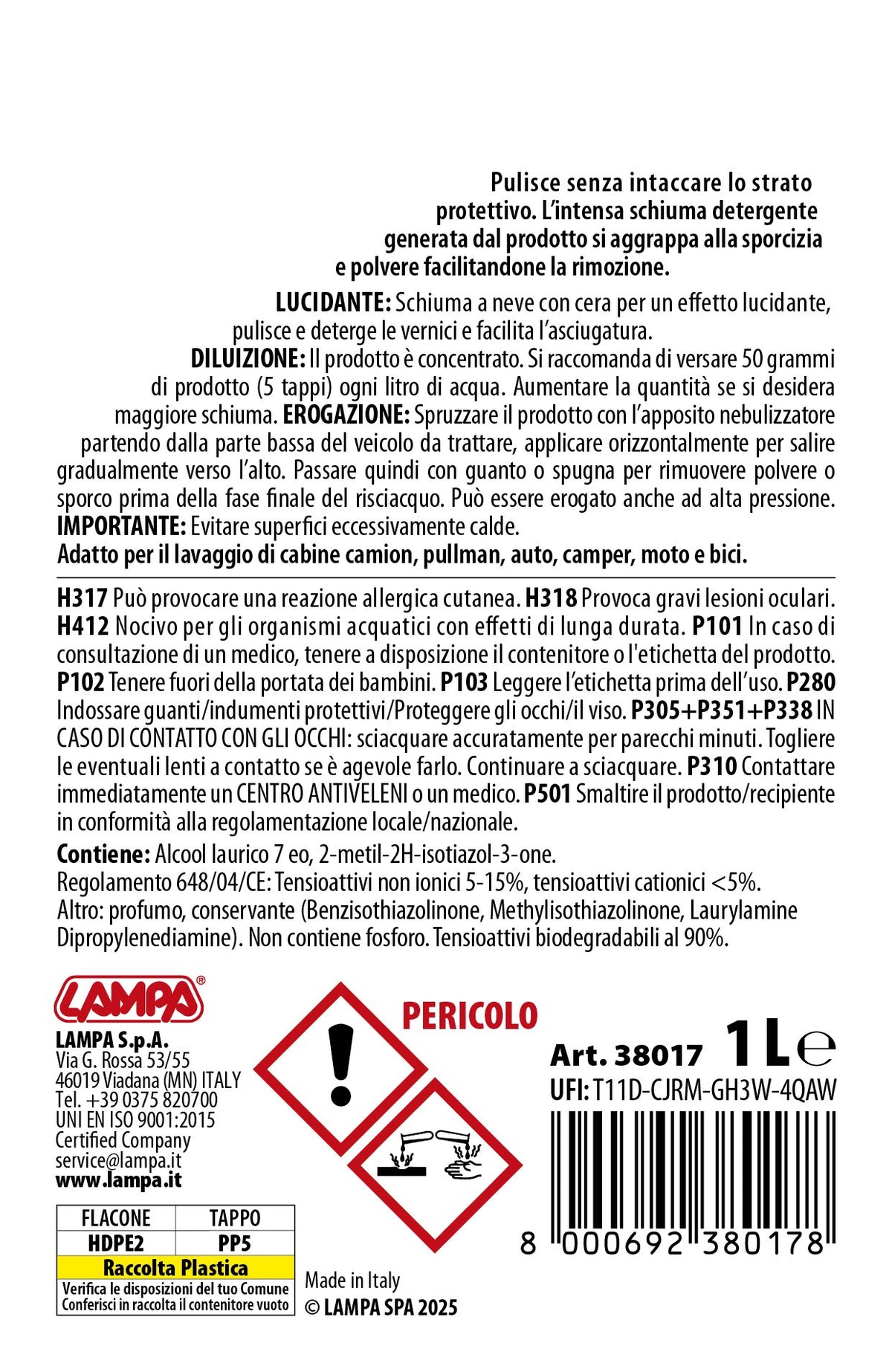 Lampa Shampoo super schiuma concentrato con cera - 1 L 38017