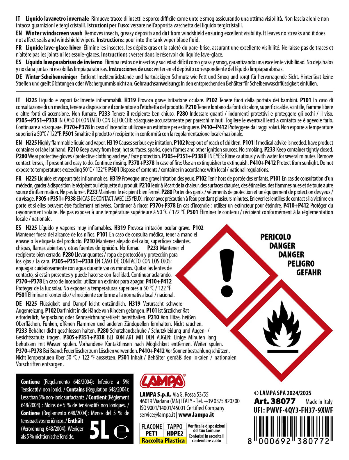 Lampa Liquido detergente cristalli (-70C) - 5000 ml 38077