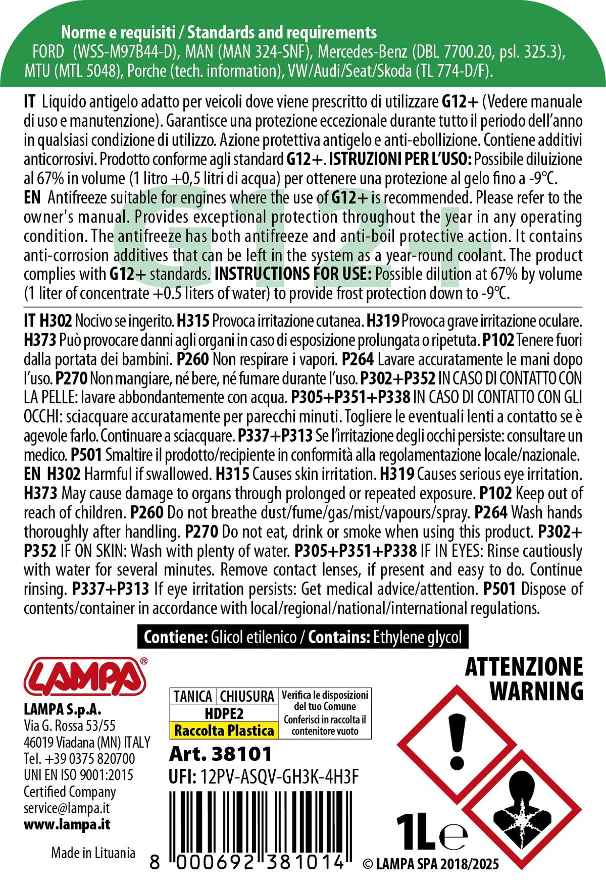 Lampa Superior-Verde, liquido antigelo radiatore (-20C) - 1 L 38101