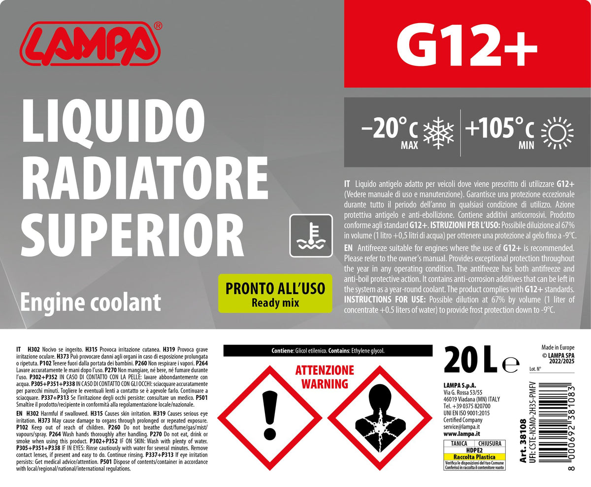 Lampa Superior-Rosso, liquido antigelo radiatore (-20C) - 20 L 38108