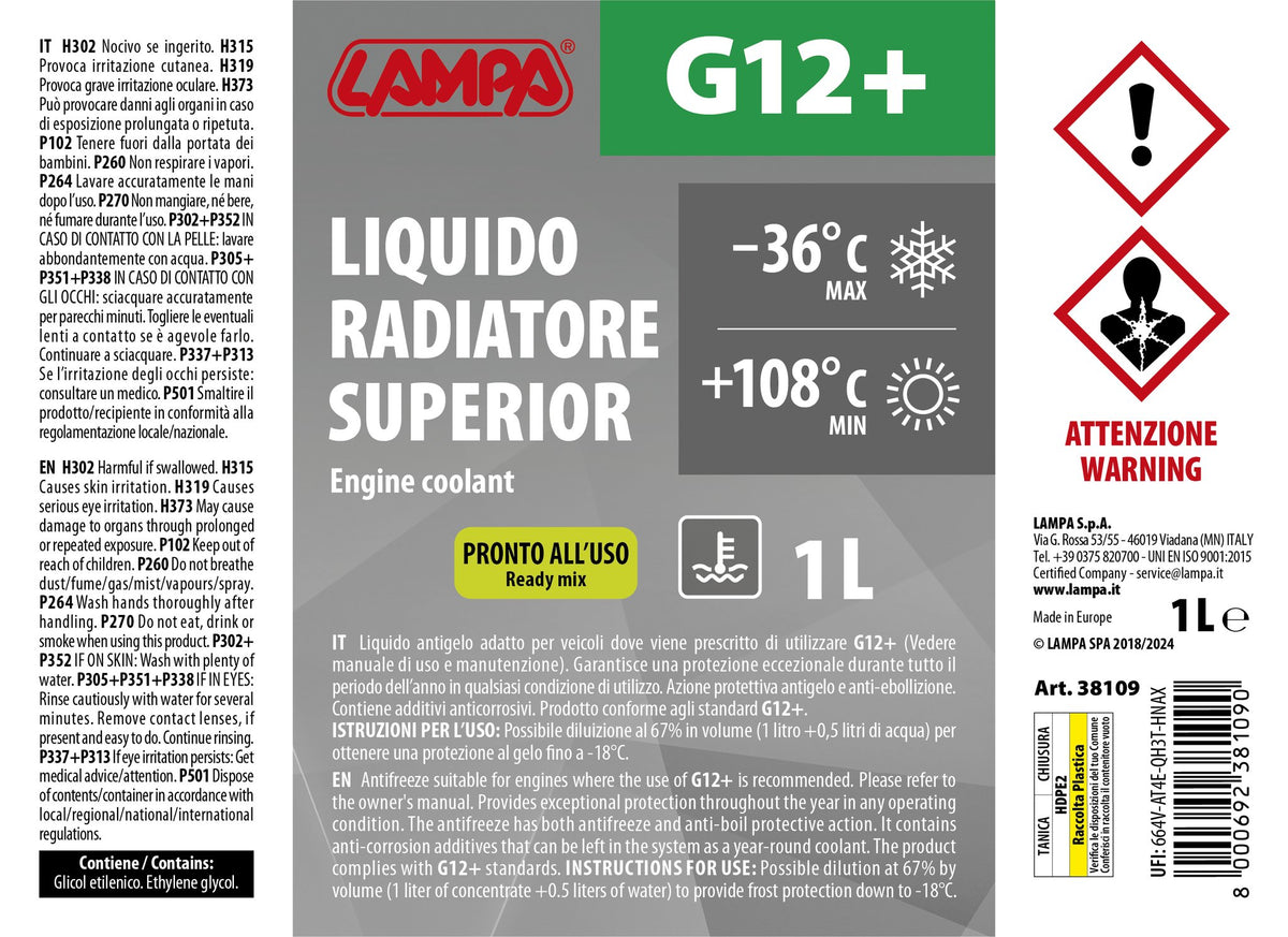 Lampa Superior-Verde, liquido antigelo radiatore concentrato (-36C) - 1 L 38109