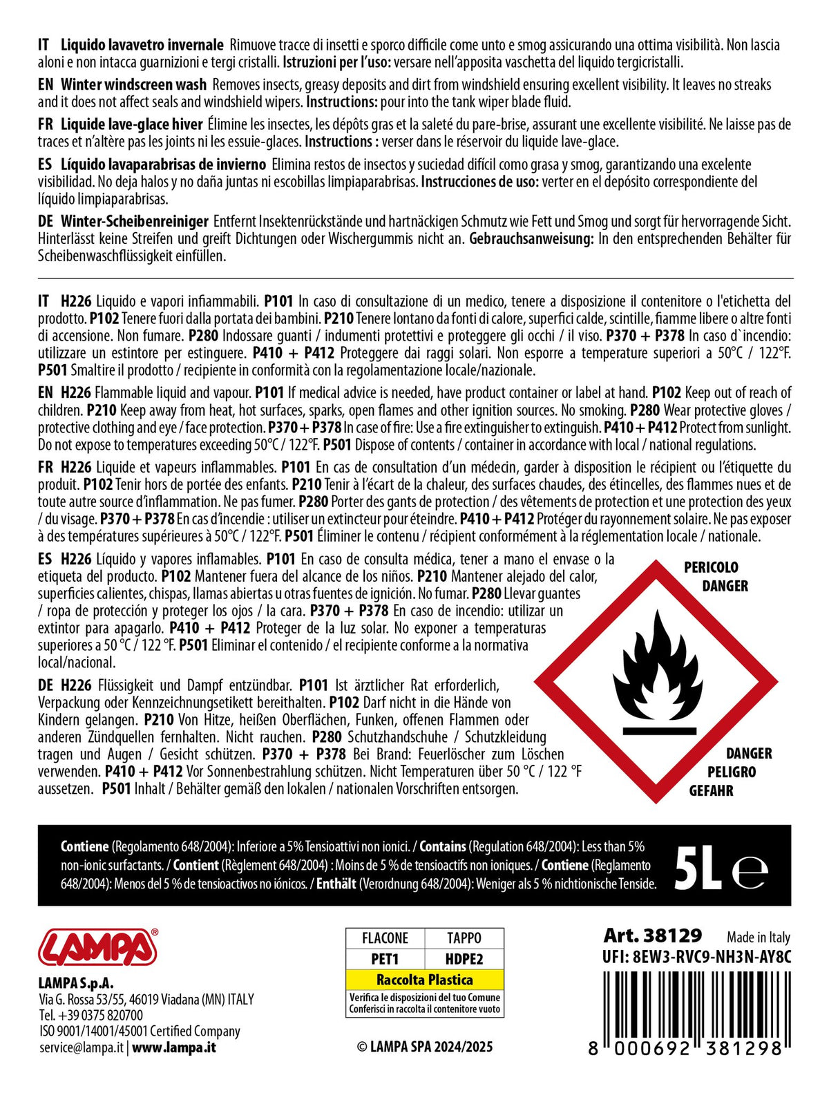 Lampa Liquido detergente cristalli (-20C) - 5000 ml 38129