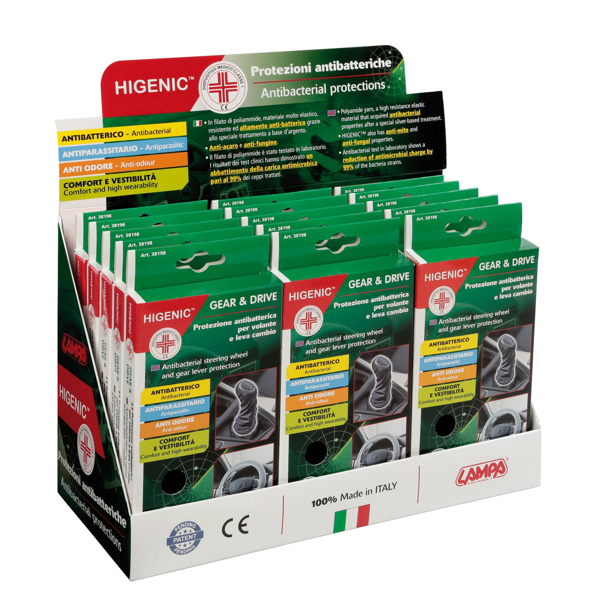 Higenic Gear & Drive, set protezioni antibatteriche per volante e leva cambio 38198