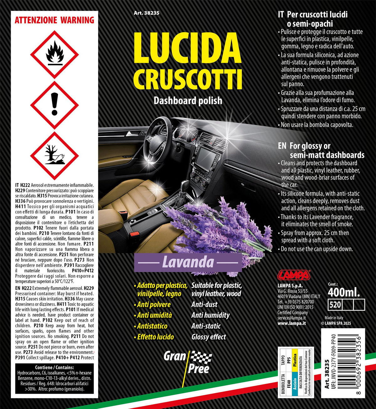 Gran Pree Gran Pree, lucida cruscotti - 400 ml - Lavanda