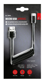 Lampa Cavo a spirale Usb > Micro Usb - 100 cm - Nero 38700