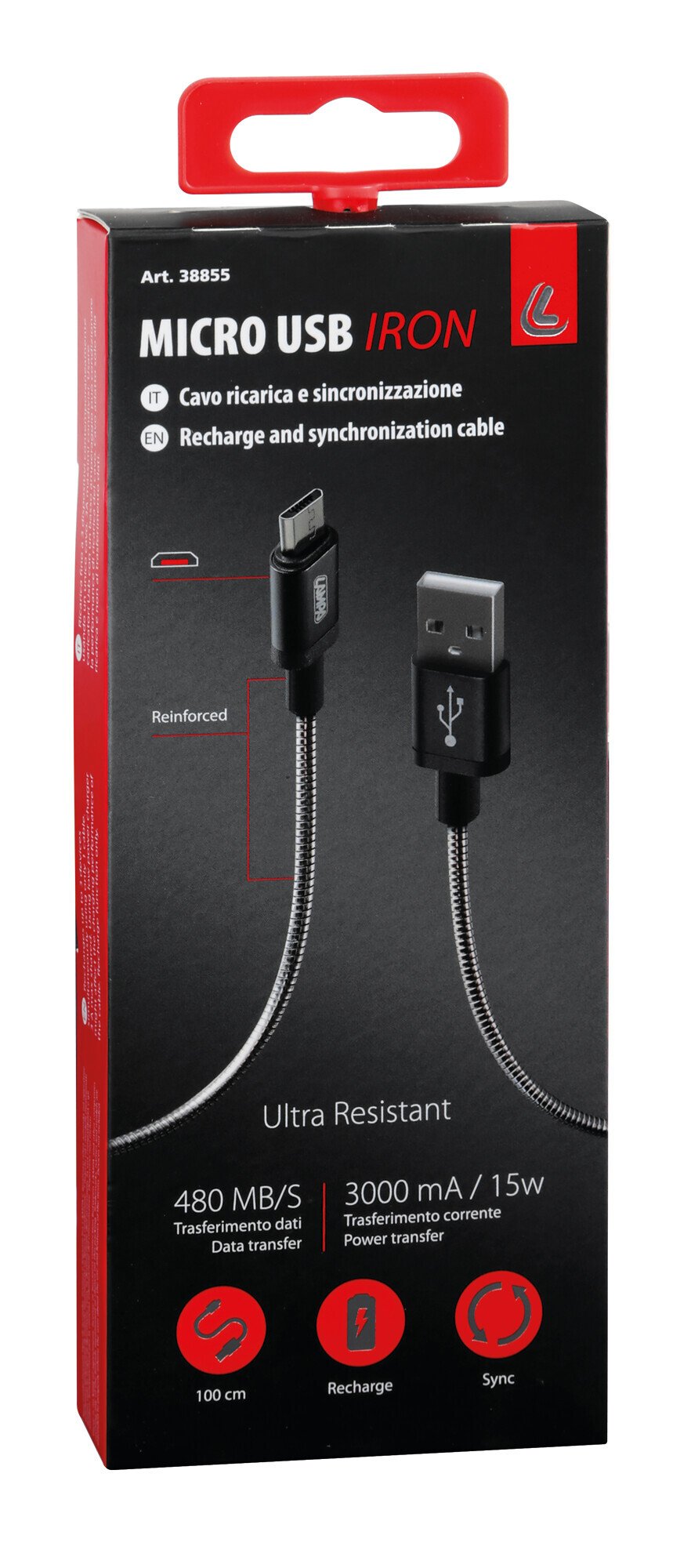 Lampa Iron, cavo Usb > Micro Usb - 100 cm 38855