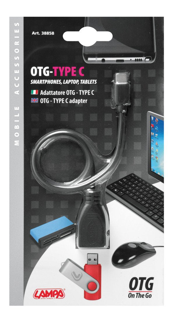 Lampa Cavo OTG Usb > Usb Type-C - 20 cm - Nero 38858