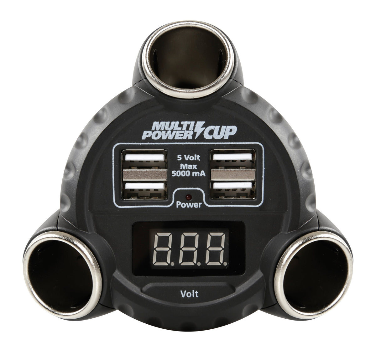 Lampa Multi-Power Cup, 3 prese accendisigari + 4 USB e voltmetro, 12/24/36V 38926