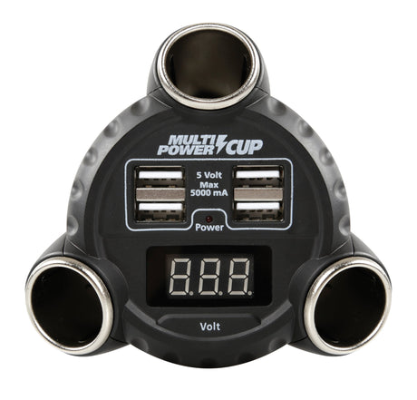 Lampa Multi-Power Cup, 3 prese accendisigari + 4 USB e voltmetro, 12/24/36V 38926