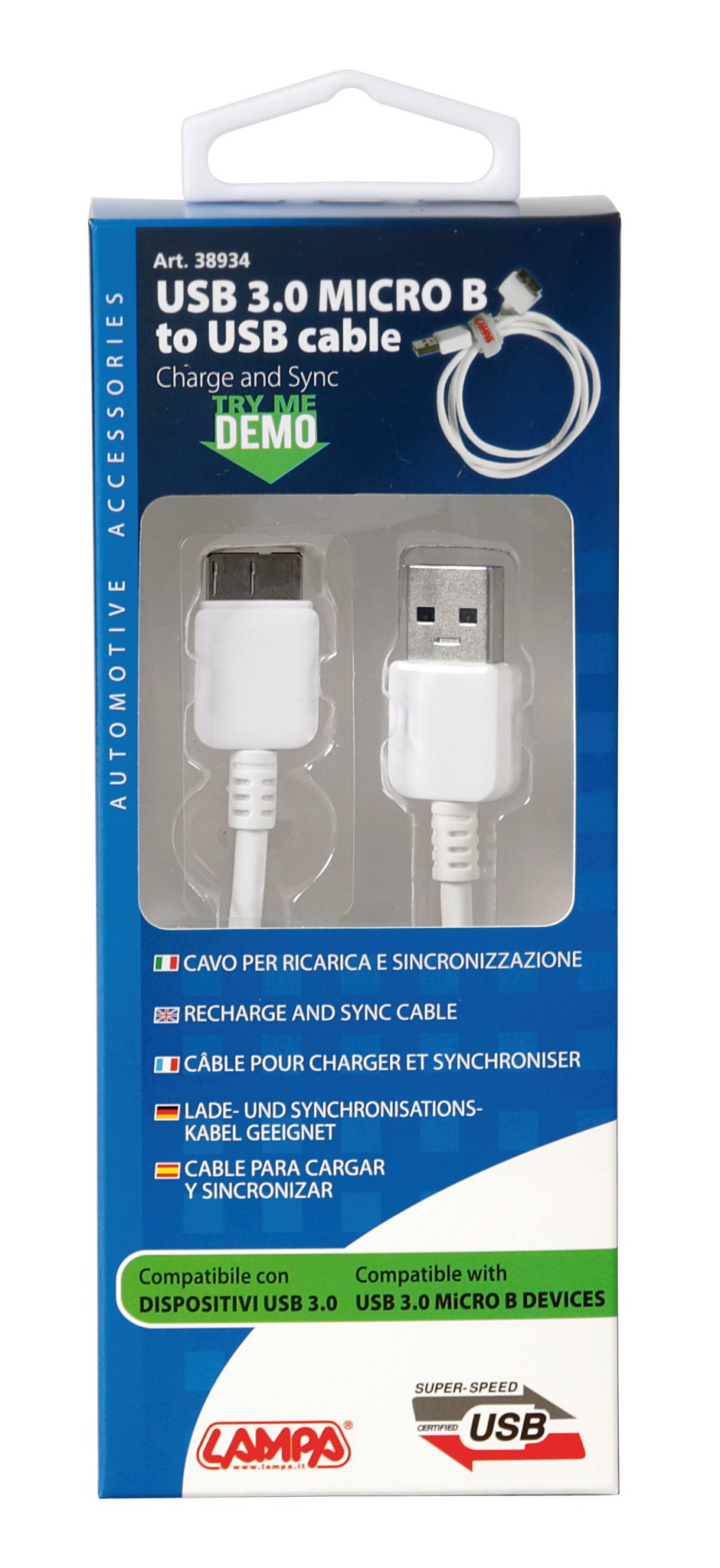Lampa Cavo Usb > Usb 3.0 Micro B - 100 cm - Bianco 38934