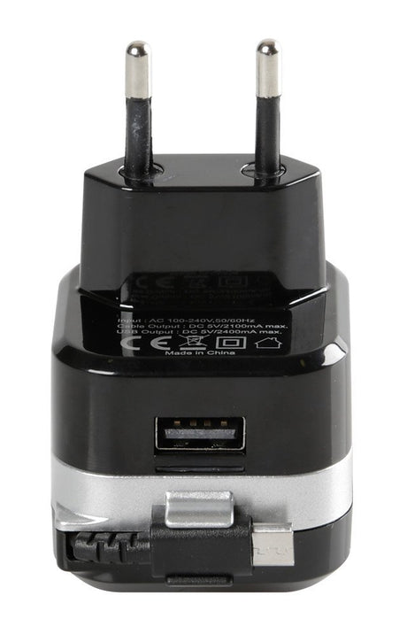 Caricabatteria da rete Micro Usb con 1 porta Usb Fast Charge 2400 mA 100/230V 38947