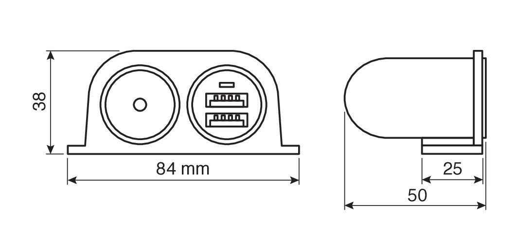 Lampa Extra-Power, presa corrente con doppia USB, 12/24V 38967