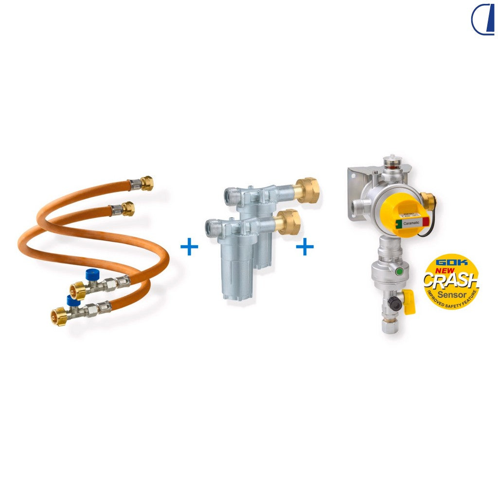 GOK Set Caramatic Drive Two regolatore gas verticale con tubi 750 mm