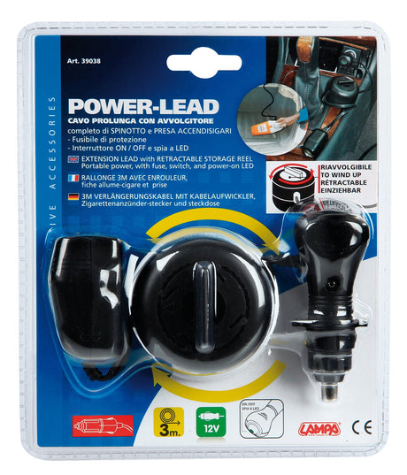 Lampa Power-Lead, presa corrente con prolunga e avvolgitore, 12V 39038