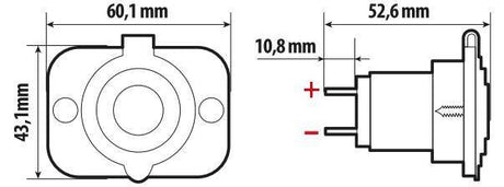 Lampa Ext-12, doppia presa Usb A + Usb C, montaggio ad incasso, 12/24V 39120
