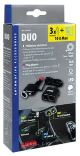 Lampa Duo 3+1, presa accendisigari multipla con USB, 12/24V 39130