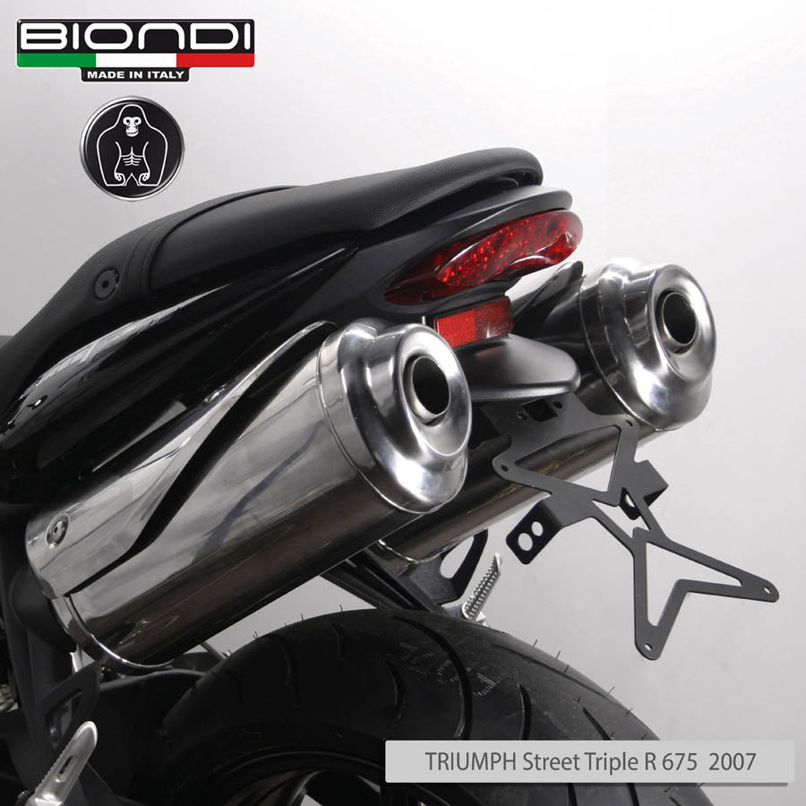Biondi Portatarga Moto Regolabile Acciaio Nero Triumph Street Triple R 675