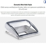 Dometic Oblò Mini Heki Style senza ventilazione, tetto 25–42 mm