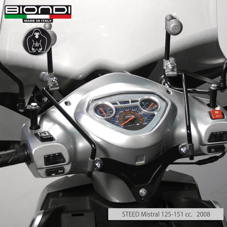 Biondi Kit Attacchi Parabrezza Scooter Pedamotor Captain, Roads Gipsy, Steed Mistral 125-151 cc