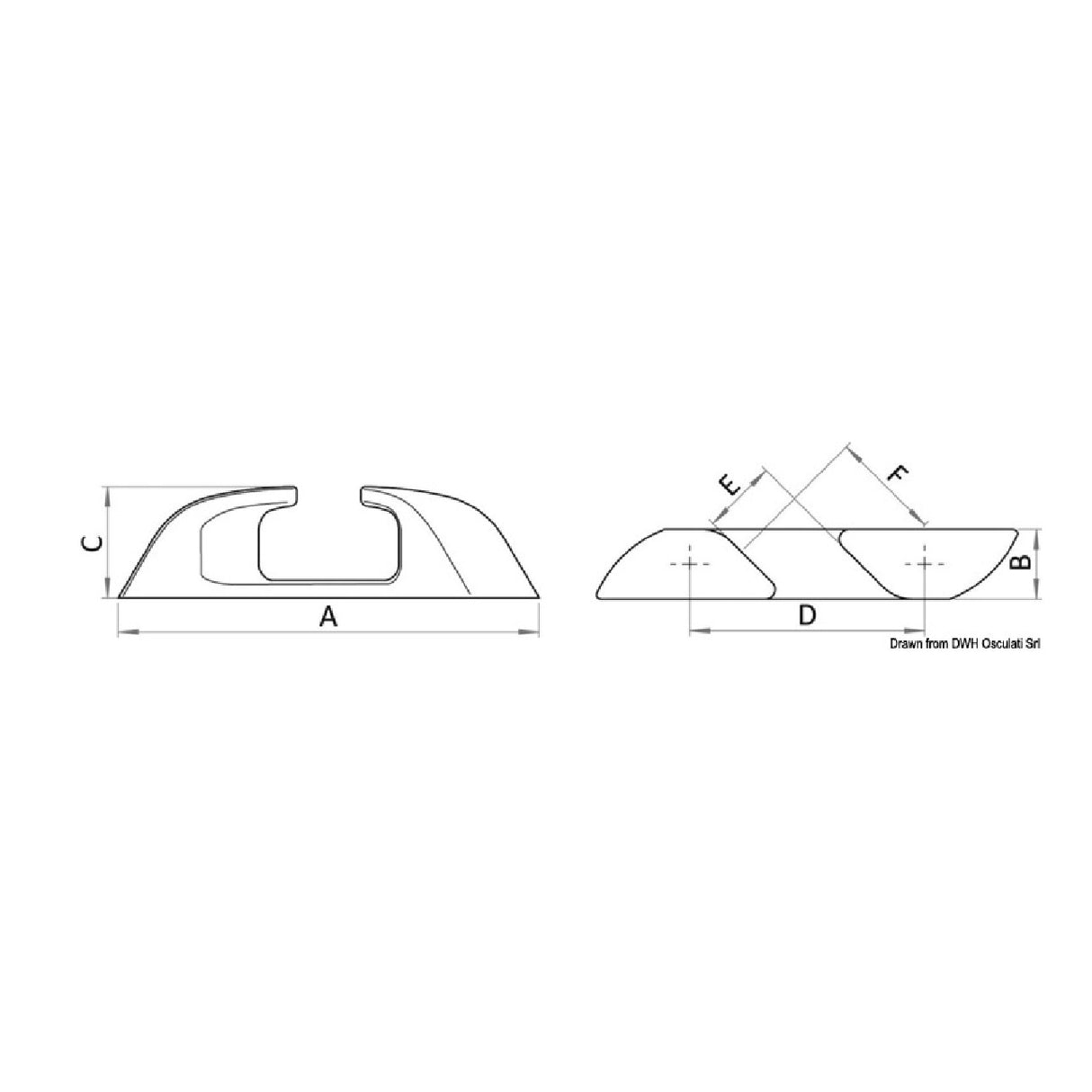 Osculati Angled Stainless Steel Fairlead Capri Series Left+Right 40.323.12