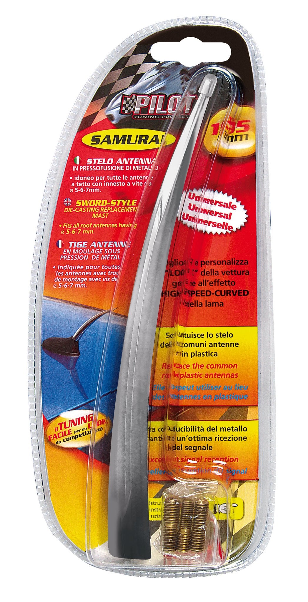 Lampa Samurai Stelo Antenna Auto Cromo 19,5 cm