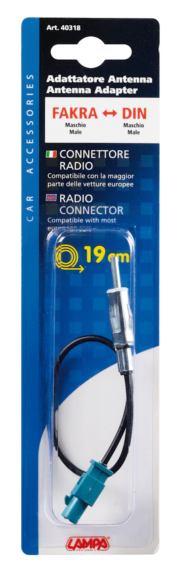 Lampa Adattatore antenna FAKRA maschio>DIN maschio - 19 cm 40318