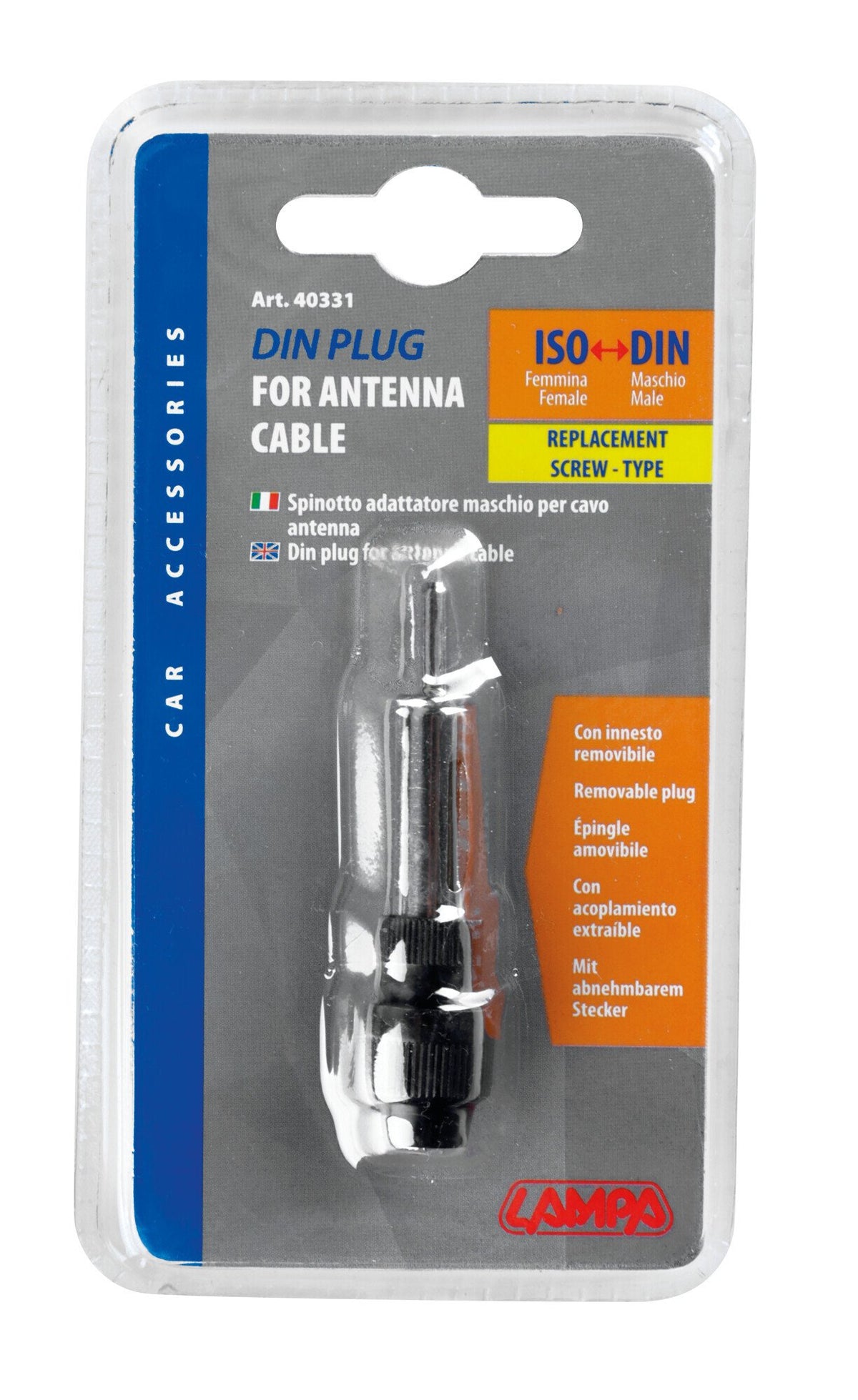 Lampa Spinotto DIN maschio per cavo antenna 40331