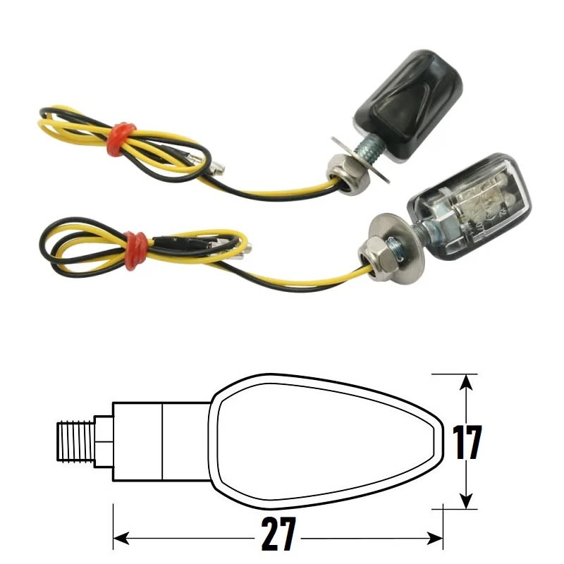 BCR Coppia frecce moto universali neri omologate a Led modello SKIMPY