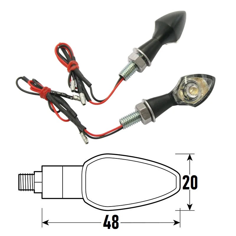 BCR Coppia frecce moto universali neri omologate a Led modello SPIKE alluminio