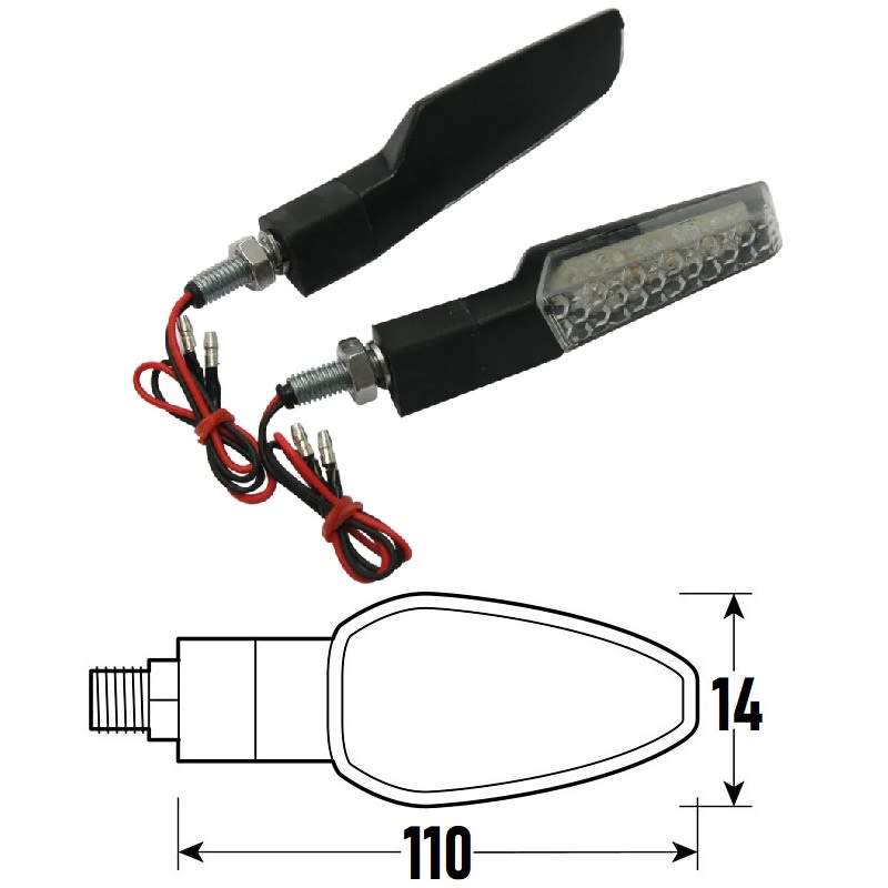 BCR Coppia frecce moto universali neri omologate a Led modello LASER-4