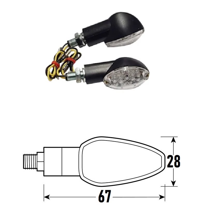 BCR Coppia frecce moto universali neri omologate a Led modello EYE-2