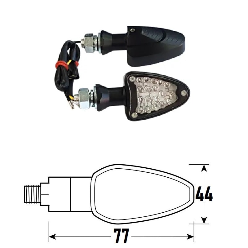 BCR Coppia frecce moto universali neri omologate a Led modello IRON