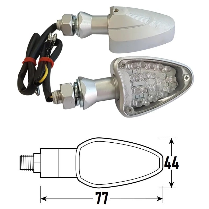 BCR Coppia frecce moto universali grigio omologate a Led modello IRON