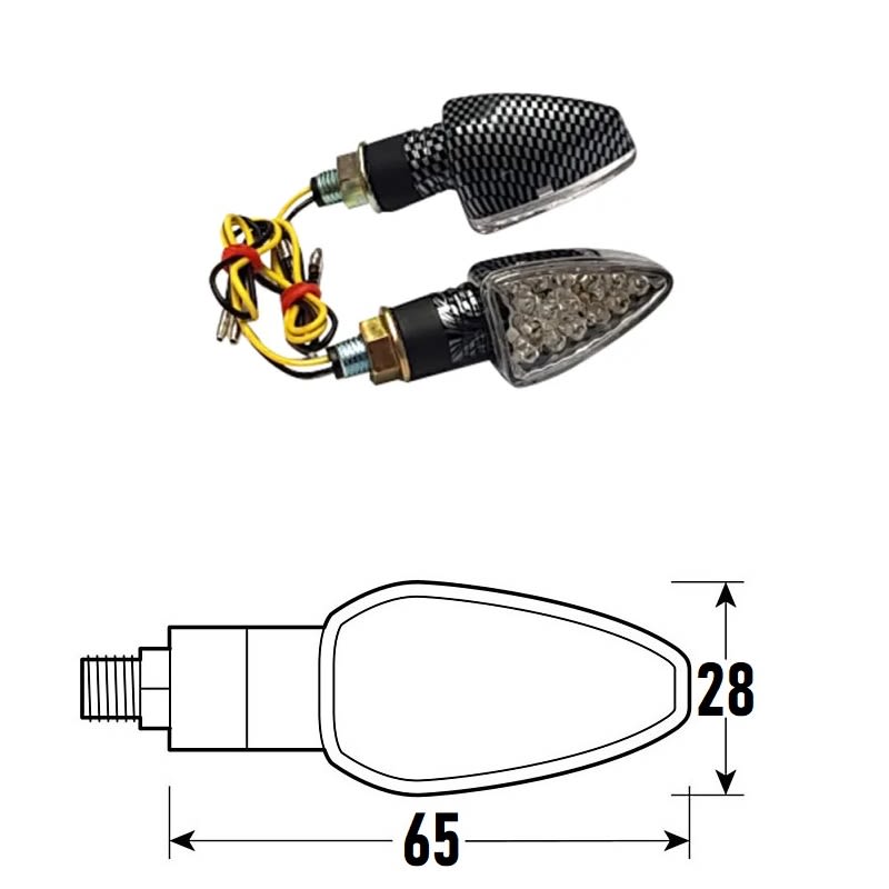 BCR Coppia frecce moto universali carbon look omologate a Led modello ARW SM