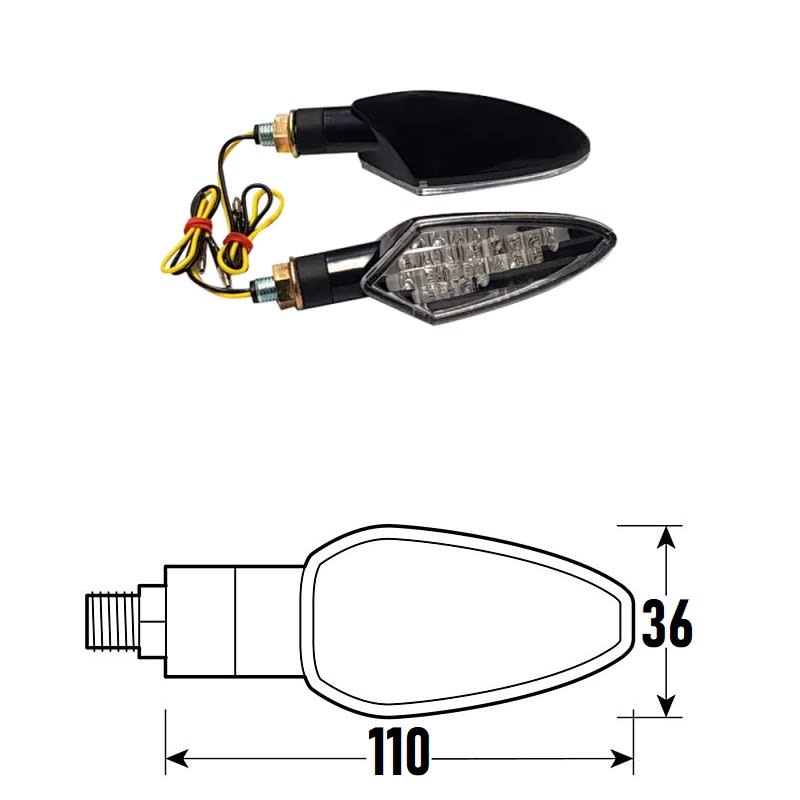 BCR Coppia frecce moto universali neri omologate a Led modello SPEAR