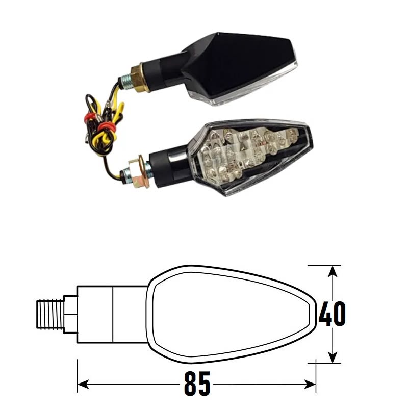 BCR Coppia frecce moto universali neri omologate a Led modello DART