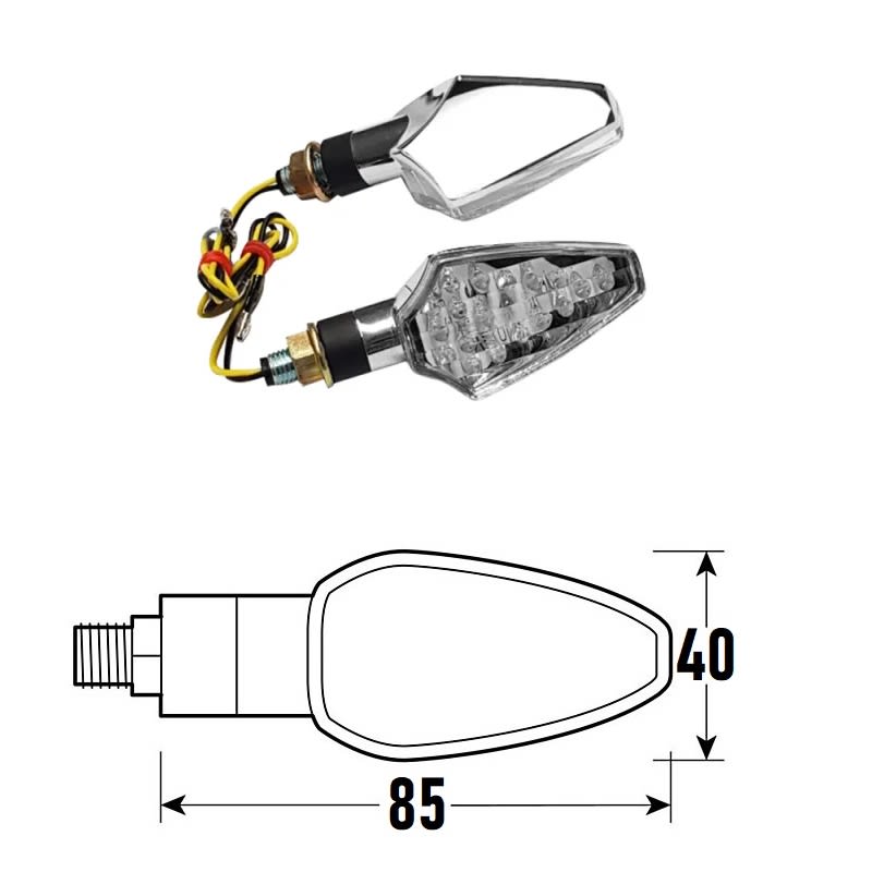 BCR Coppia frecce moto universali cromati omologate a Led modello DART