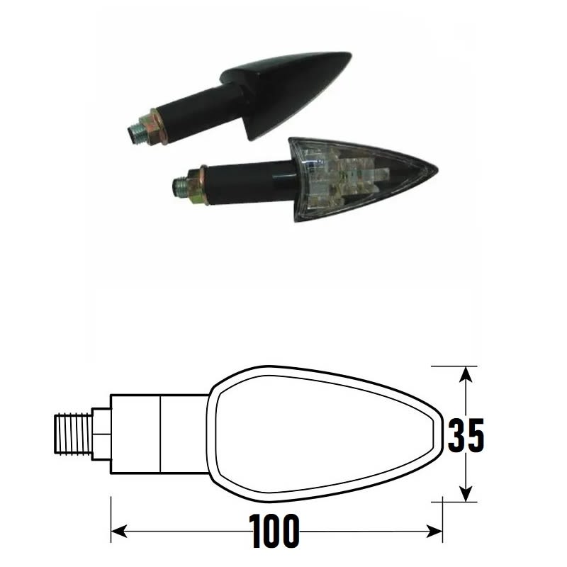 BCR Coppia frecce moto universali neri omologate a Led modello FLAME