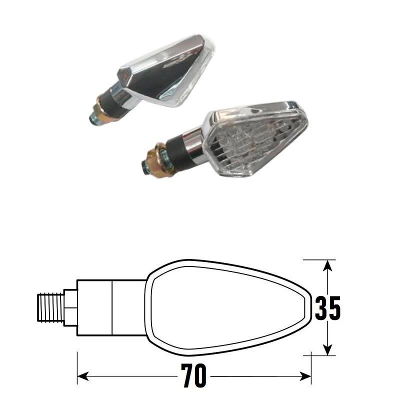 BCR Coppia frecce moto universali cromati omologate a Led modello DART-2