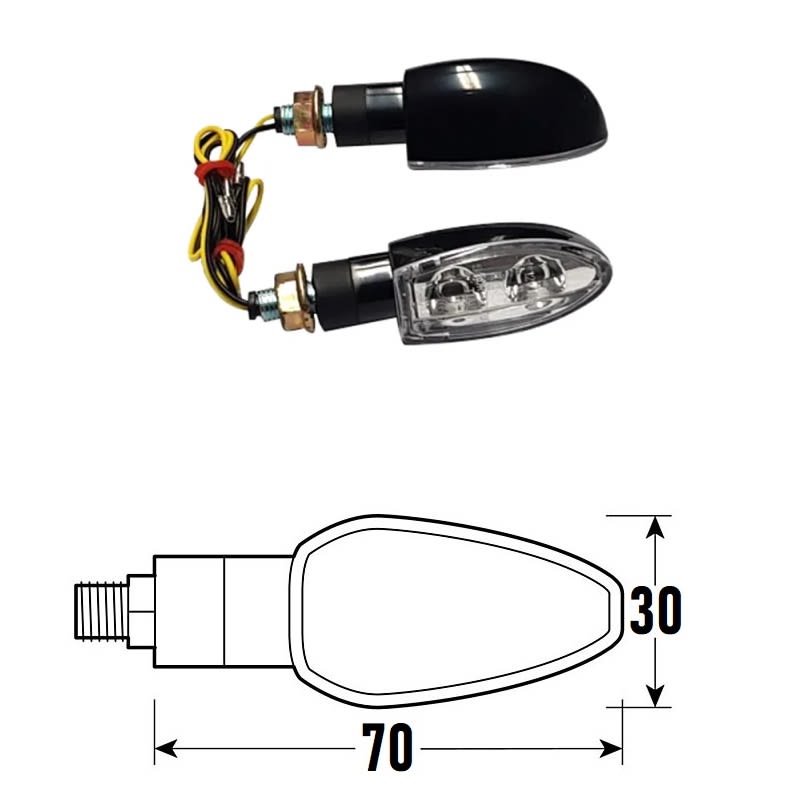 BCR Coppia frecce moto universali neri omologate a Led modello SPIKE-2