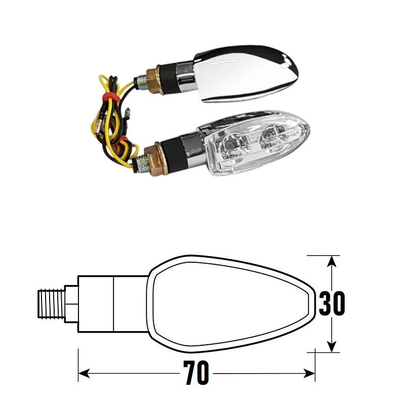 BCR Coppia frecce moto universali cromati omologate a Led modello SPIKE-2