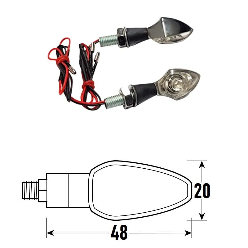 BCR Coppia frecce moto universali cromati LED modello SPIKE alluminio