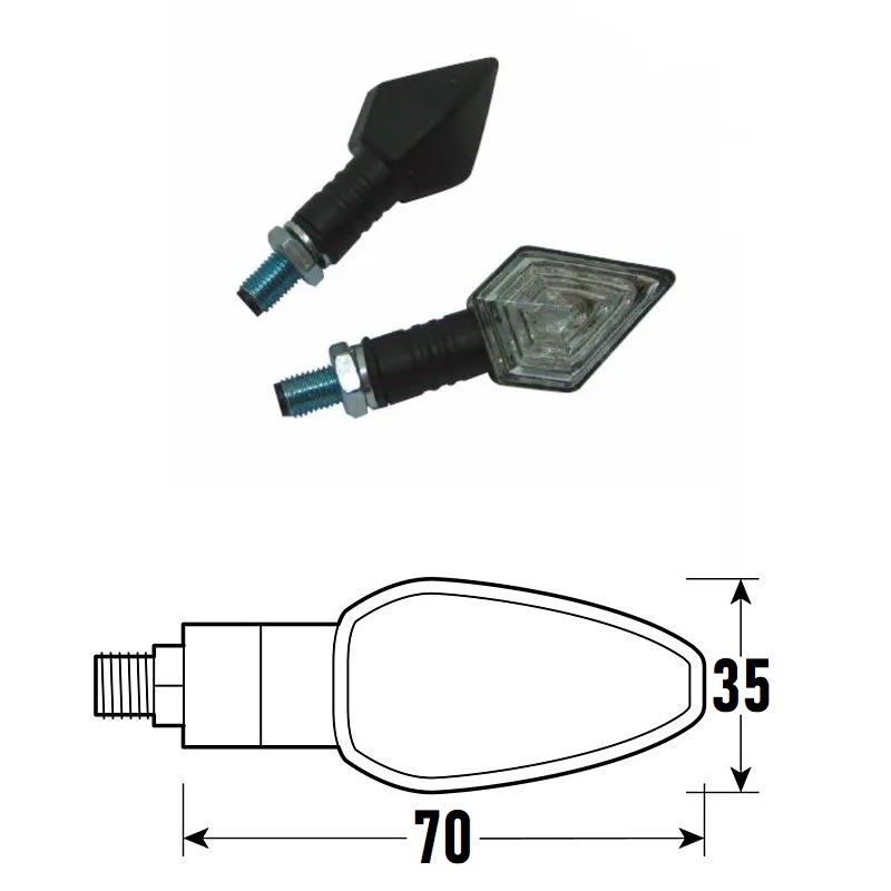 BCR Coppia frecce moto universali neri omologate a Led modello SQUARED